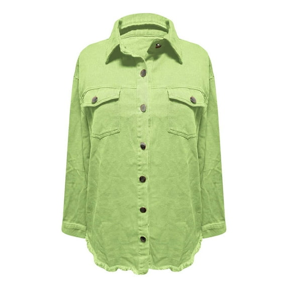 Trubkh Jean Jacket Women Denim Tunic Vintage Denim Jacket Lightweight Jean Jacket Denim Jackets Womens Denim Jacket Oversized Denim Jacket Women Mint Green S