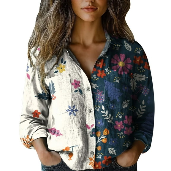 Trubkh Long Sleeve Shirts for Women Going Out Tops for Women Going Out Tops Tshirts Shirts for Women Button Down Shirts for Women Fall Shirts for Women Blue L Blue L