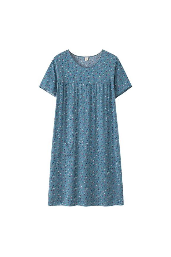 Nightgowns for Women Sleep Shirts for Women House Dresses Women Nightgown Button Down Night Gowns for Women's Nightgown Womens Dusters with Pockets Blue One Size