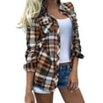 thumbnail image 1 of Trubkh Shacket Women Long Sleeve Shirts for Women Plaid Shirts for Women Long Cardigans for Women Womens Fuzzy Sweater Flannel Hoodie Womens Winter Coats Brown Xl, 1 of 2