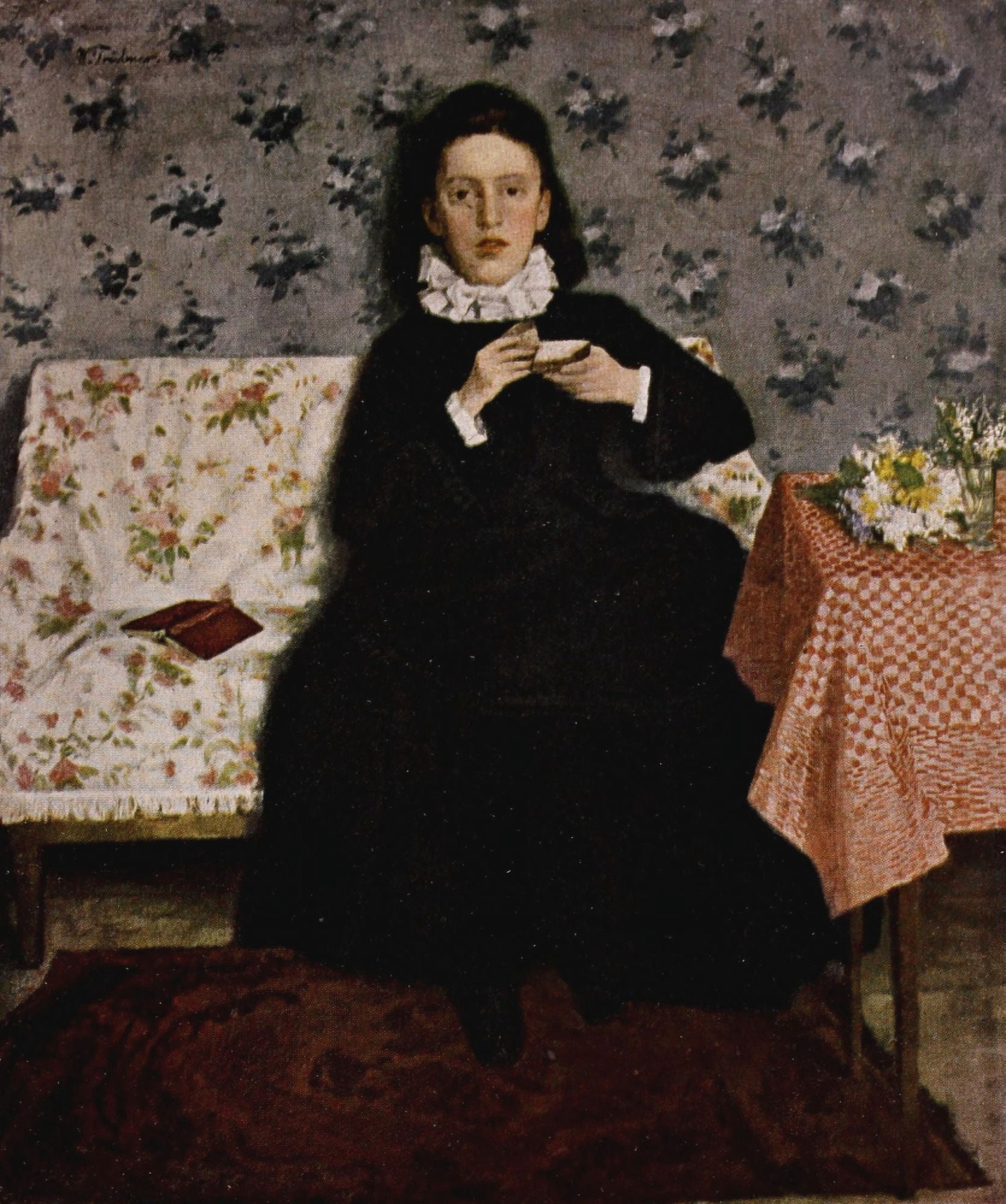 Trubner 1909 Woman Canvas Art - Wilhelm Trubner (18 x 24)
