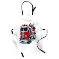 thumbnail image 1 of Truck Apron Fire Brigade Vehicle Emergency Aid For Public Firefighter Transportation Themed Lorry, Unisex Kitchen Bib Apron with Adjustable Neck for Cooking Baking Gardening, Grey Red, by Ambesonne, 1 of 2