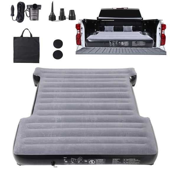 Truck Bed Air Mattress, for 5.5-5.8 ft Full Size Short Truck Beds, Inflatable Air Mattress Camping Bed with 12V Air Pump 2 Pillows, Carry Bag, for Silverado, RAM, F Series, Sierra, Titan, Tundra