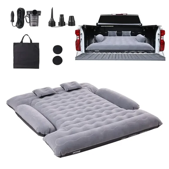 Truck Bed Air Mattress for 6-6.5 ft Full Size Truck Beds Inflatable Camping Mattress with 12V Air Pump 2 Pillows Carry Bag Fits Chevrolet Silverado Dodge Ram Ford F150 F250 F350