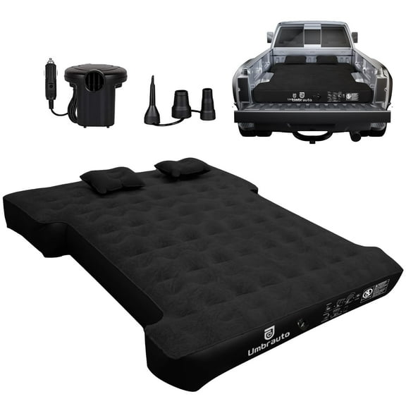 Truck Bed Air Mattress for 5.5'-5.8' Full Size Short Truck Bed Inflatable Camping Mattress with Pump & Carry Bag, Black