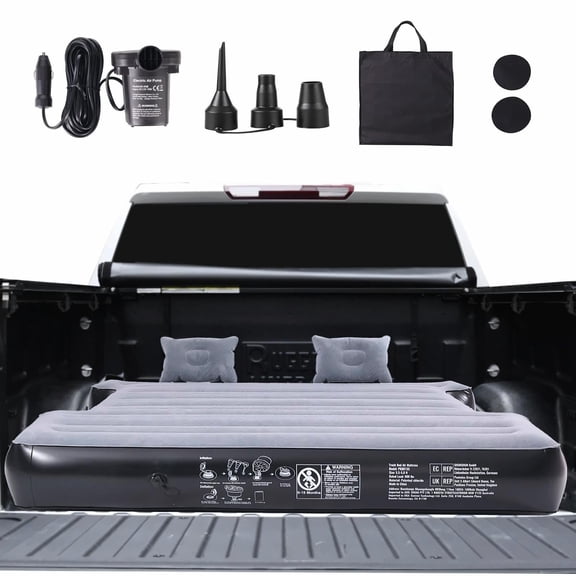Truck Bed Air Mattress for 5.5-5.8 ft Short Bed Trucks, with 12V Pump & Pillows - Camping, Silverado, RAM, F-150, Tundra