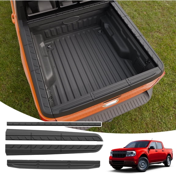 Truck Bed Cap Covers Compatible with 2022-2025 Ford Maverick Pickup Bed Front Side Rail Cap Protector Tailgate Molding Cover Protector 4PCS for 2024 Maverick Accessories