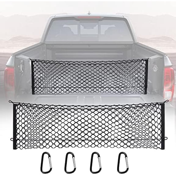 Truck Bed Cargo Net, Elastic Mesh Net Organizer Truck Bed Storage Net Organizer Envelope for Chevy Silverado & Ford F150/F250 Luggage Back Cargo (47x15.2 Inch)