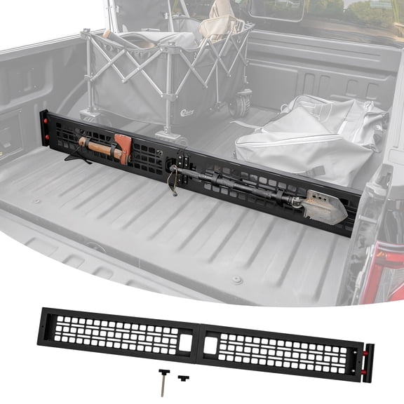 Truck Bed Divider Compatible with 2015-2026 F150 2024-2025 F150 Lightning Cargo Divider Trunk Organizer Aluminum Alloy Luggage Divider Replacement with Molle Panel for 2025 F-150 Accessories