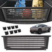 Truck Bed Divider Compatible with 2024 2025 Tesla Cybertruck, Rear Cargo Aluminum Organizer Carbon Steel Molle Panel with 8 Removable Hooks, No Drill Installation & Adjustable Partitions