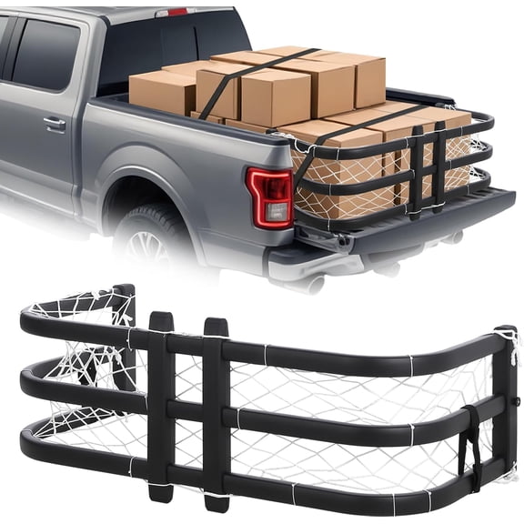 Truck Bed Extender 48"-61" Adjustable Length Aluminum Retractable Tailgate Extender with Drill Required Installation, Fits Ford F-150, Silverado, Sierra, Santa Cruz, Toyota Tacoma