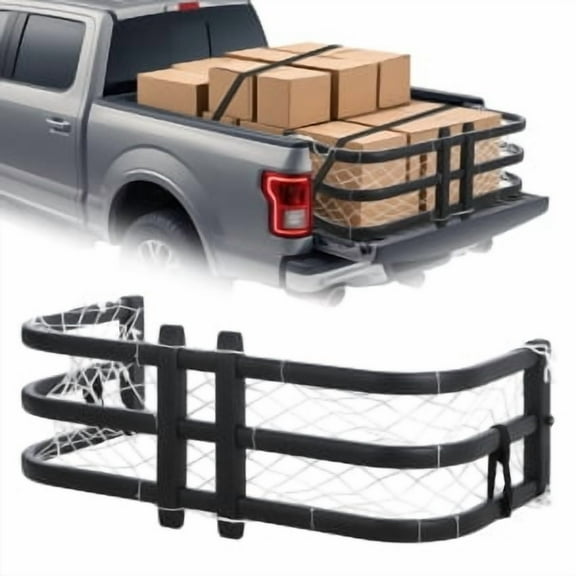Truck Bed Extender 48"-61" Adjustable Length Aluminum Retractable Tailgate Extender with Drill Required Installation, Fits Ford F-150, Silverado, Sierra, Santa Cruz, Toyota Tacoma
