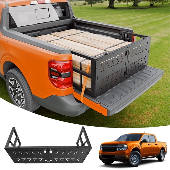 Truck Bed Extender Compatible with 2022-2025 2026 Ford Maverick Flip-Over Pickup Bed Divider Aluminum Alloy Rotatable Tailgate Extension for 2024 Maverick Accessories