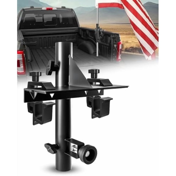 Truck Bed Flag Pole Mount, No Drilling Flagpole Holder for Pickup Truck Bed Side, Fits up to 1.25 inch Poles, Universal Fit for Most Trucks$$Garden &