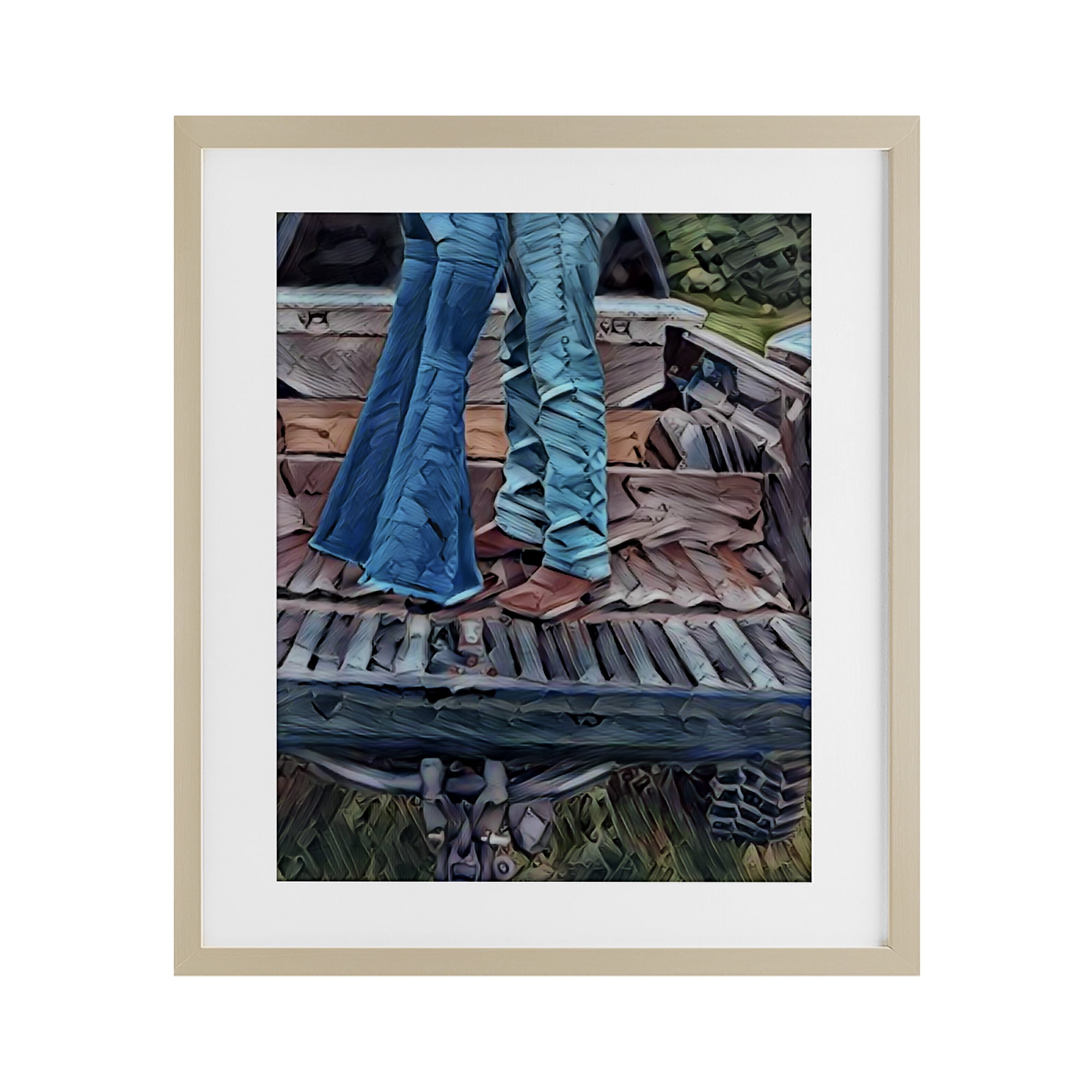 Truck Bed Kisses Birch Framed Print Under Glass, design by Jesse Keith