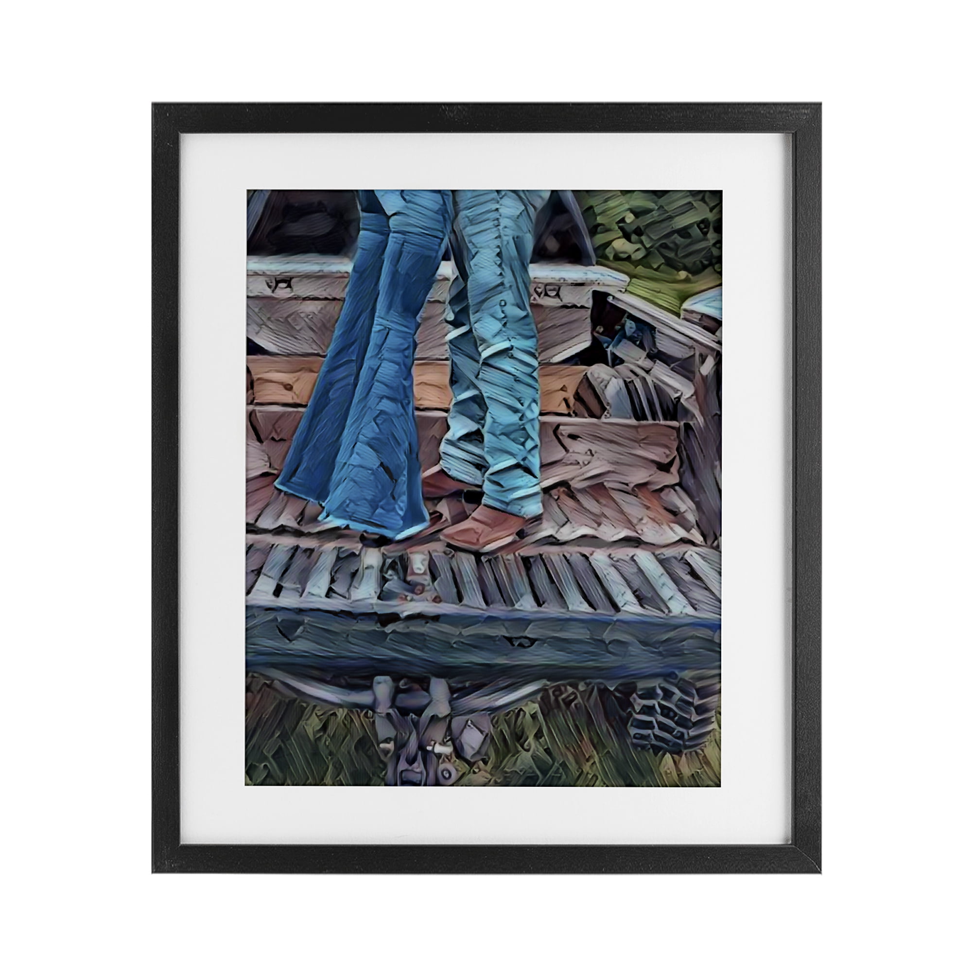 Truck Bed Kisses Black Framed Print Under Glass, design by Jesse Keith