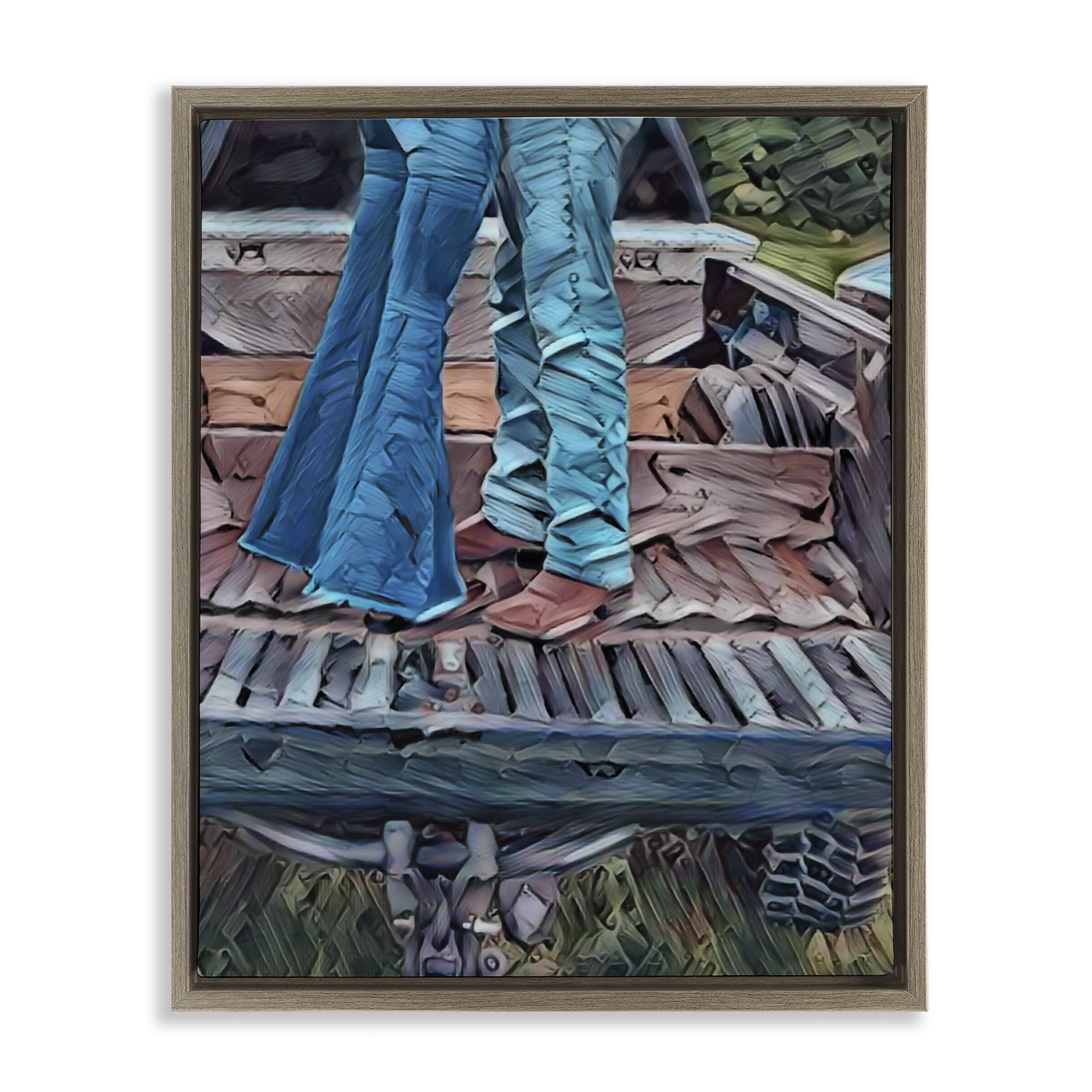 Truck Bed Kisses Brown Framed Floater Canvas Wall Art, design by Jesse Keith