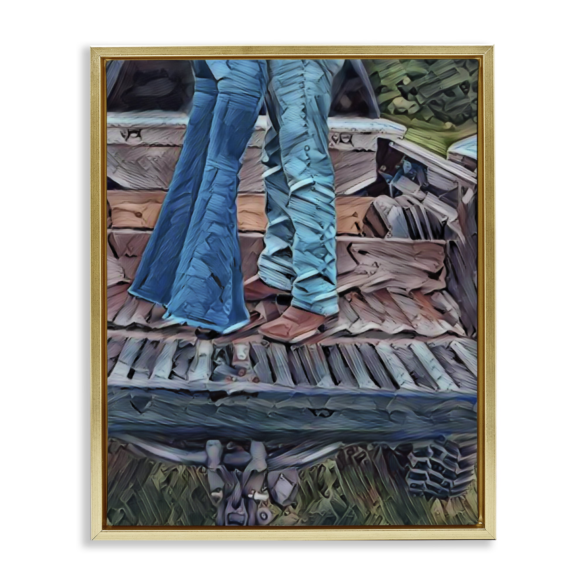 Truck Bed Kisses Gold Framed Floater Canvas Wall Art, design by Jesse Keith