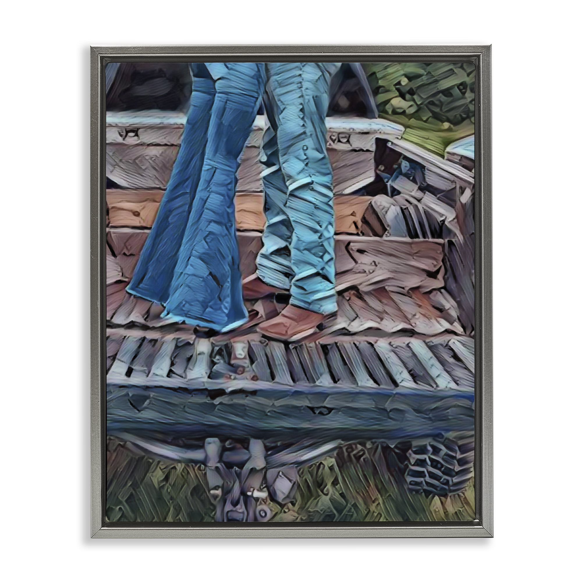 Truck Bed Kisses Gray Framed Floater Canvas Wall Art, design by Jesse Keith