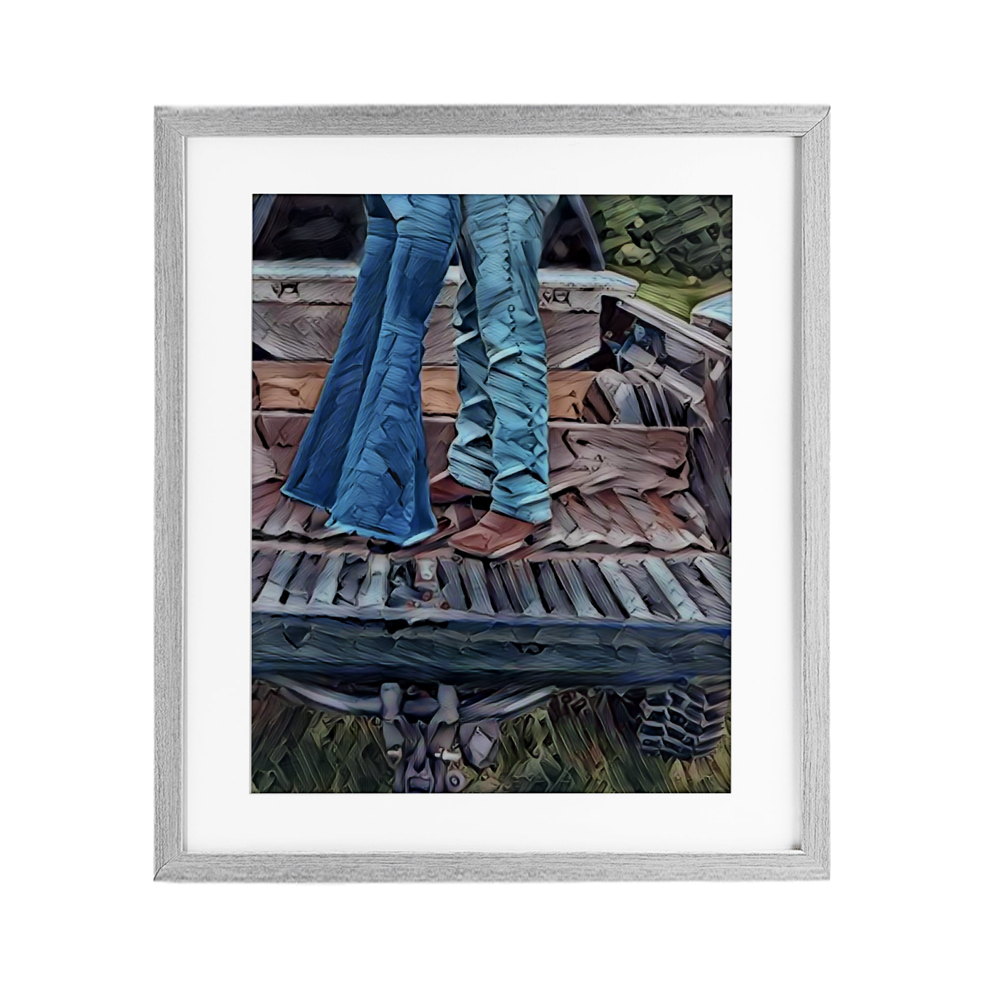 Truck Bed Kisses Gray Framed Print Under Glass, design by Jesse Keith