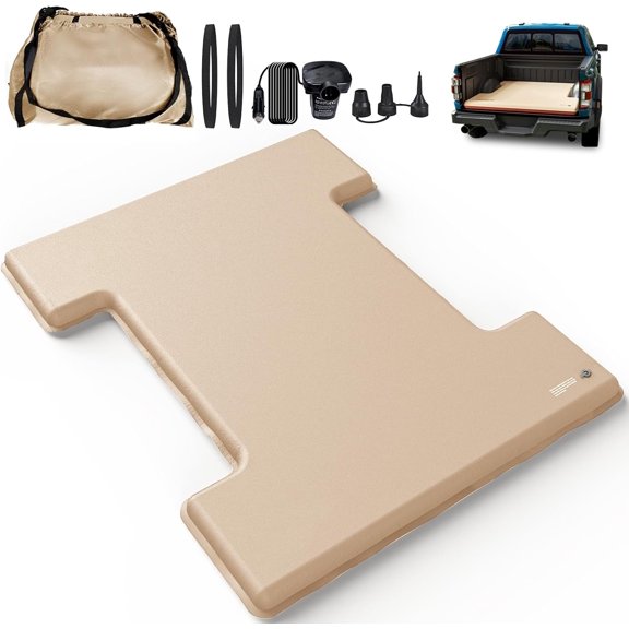 Truck Bed Mattress for 5.5-5.8Ft, Self-Inflating Mat Full-Size Short Trucks Bed for Outdoor Camping, Pickup Tent Accessories 12V Air Pump, Carry Bag, for Silverado, RAM, F Series, Sierra, Titan