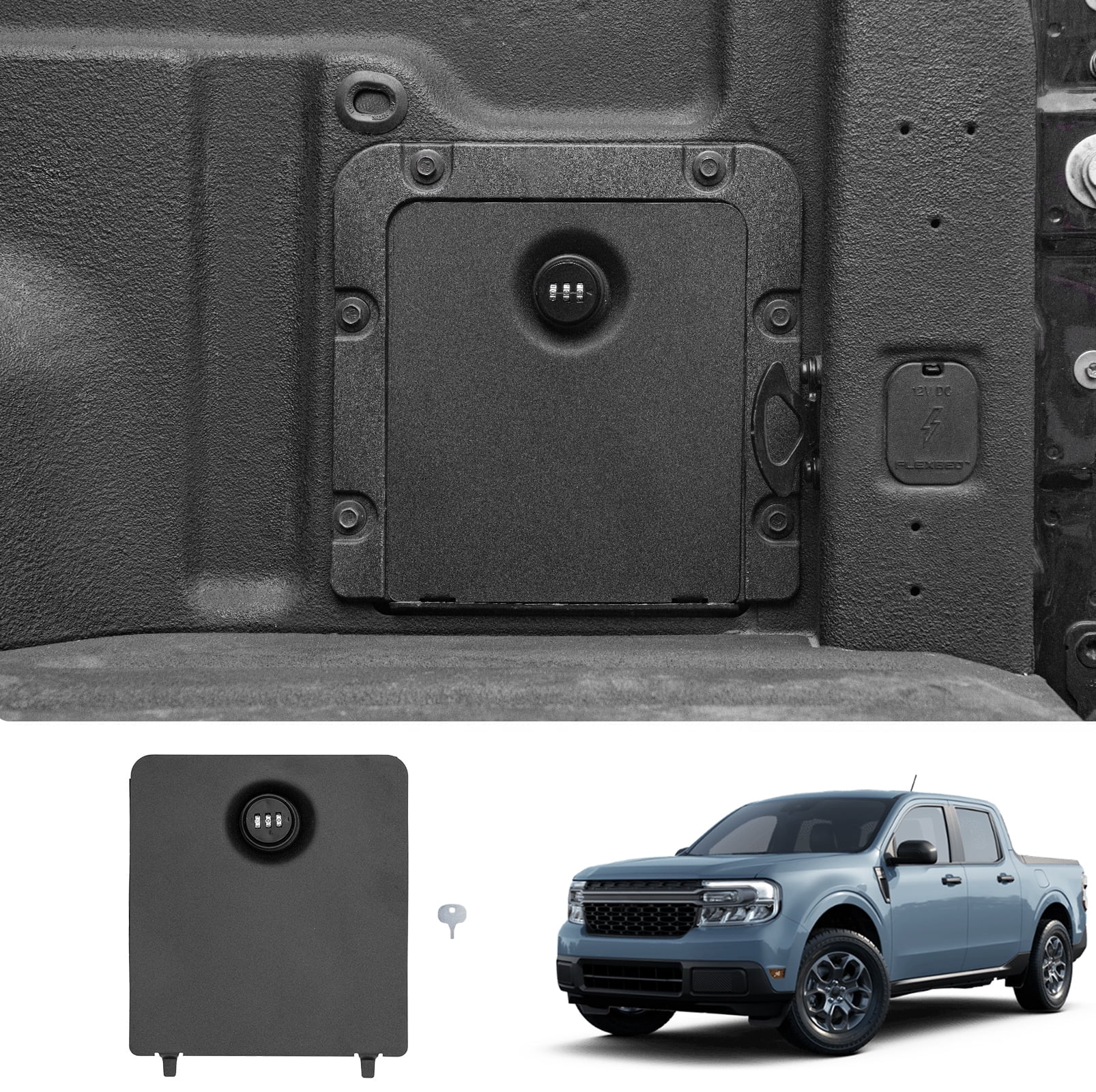 Truck Bed Storage Bin Code Lock Cover for 2022-2024 Ford Maverick Code Lock Design Bin Cover Bed Storage Bin Side Cover with Code Lock for 2023 Maverick Accessories