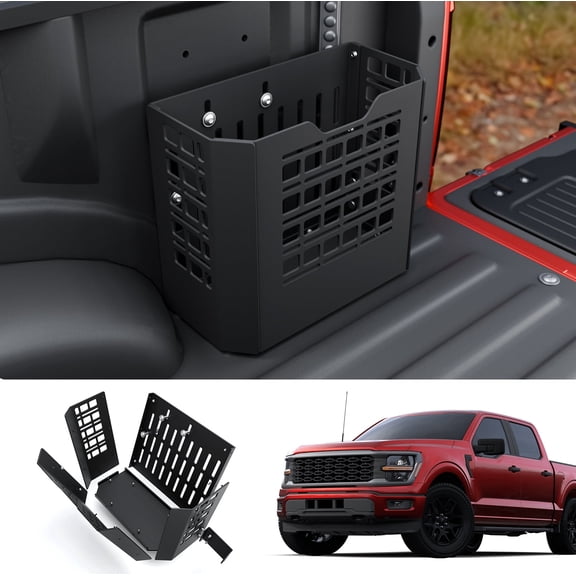 Truck Bed Storage Box Compatible with 2015-2025 Ford F150 Pickup Tool Storage Box 22L Side Bed Toolbox Right Passenger Side Heavy-Duty Carbon Steel Toolbox for 2024 F-150 Accessories