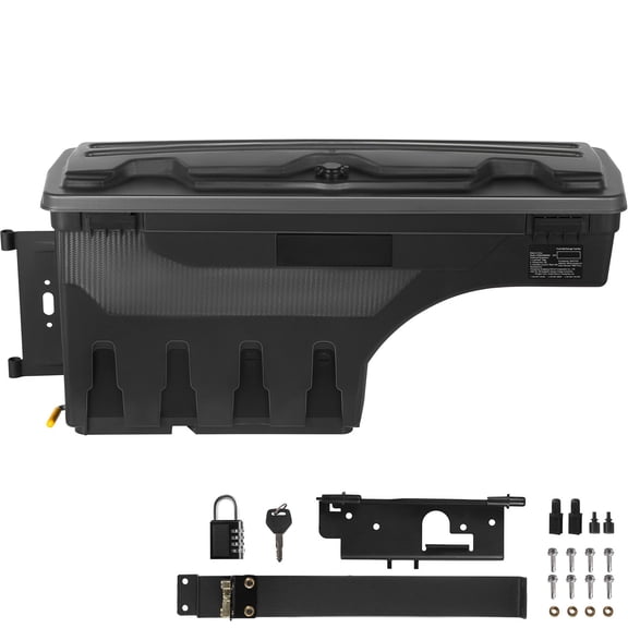 Truck Bed Storage Box, Lockable Lid, Waterproof ABS Wheel Well Tool Box 6.6 Gal/20 L with Password Padlock, Compatible with Dodge Ram 1500 2019-2021, Driver Side, Black