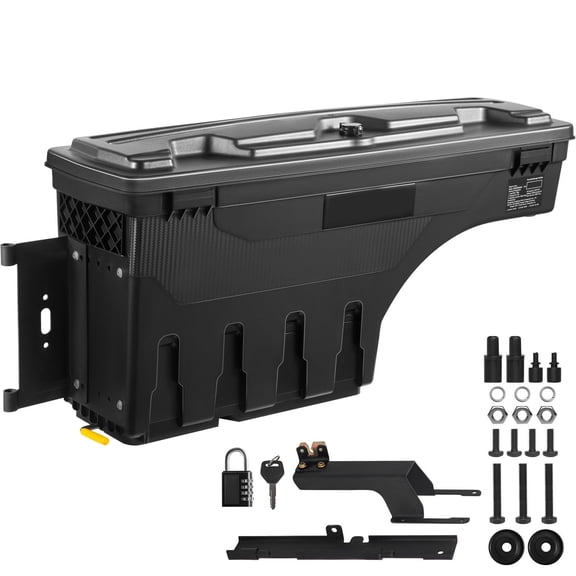 Truck Bed Storage Box, Lockable Swing Case with Password Padlock, 6.6 Gal/25 L ABS Wheel Well Tool Box, Waterproof and Durable, Compatible with Ford F-150 2015-2021, Drivers Side(Left)