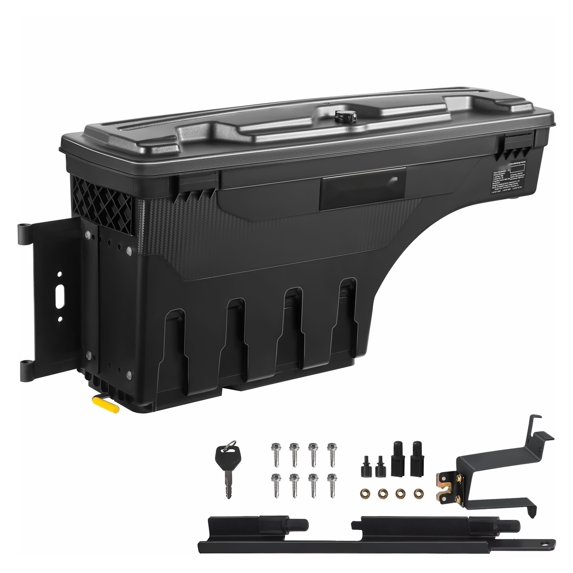 Truck Bed Storage Box, Lockable Wheel Well Toolbox - 6.6 Gal Waterproof ABS for Chevy Silverado/GMC Sierra 1500 2019-2021, Driver Side, Black