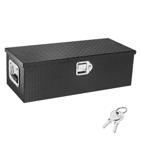 Truck Bed Tool Box, 30" Aluminum Diamond Plate Tool Box with Lock, Heavy Duty Storage Organizer for Pickup Truck, RV, Trailer - Black