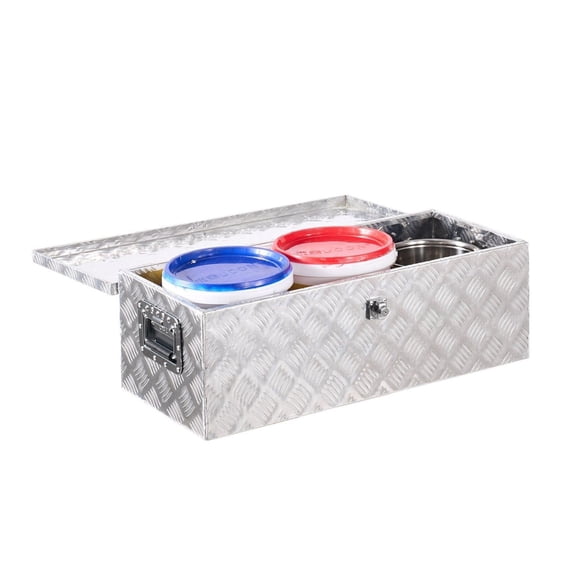 Truck Bed Tool Box, 30" Aluminum Truck Toolbox with Lock, Heavy Duty Storage Organizer for Pickup, Trailer, RV - Silver