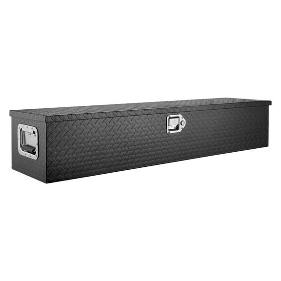 Truck Bed Tool Box, 48" Heavy Duty Aluminum Diamond Plate - Lockable Storage Organizer for Pickup Trucks, RV, Trailer, Black