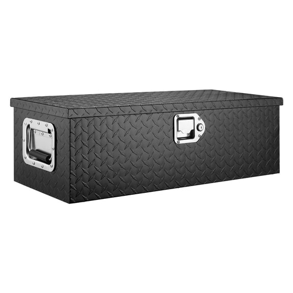 Truck Bed Tool Box - Heavy Duty Aluminum Diamond Plate - 30x13x9.6in - Lockable Storage Organizer for Pickup Trucks, RVs, Trailers - Black
