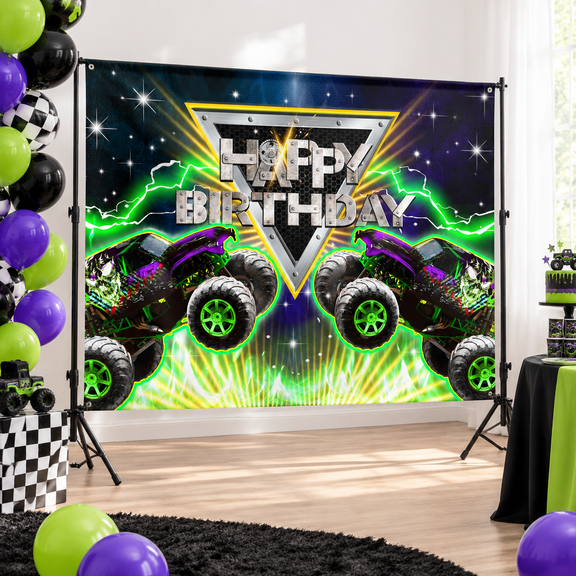 Truck Birthdaydrop 7wx5h Monster Car Grave Digger Party Decorations