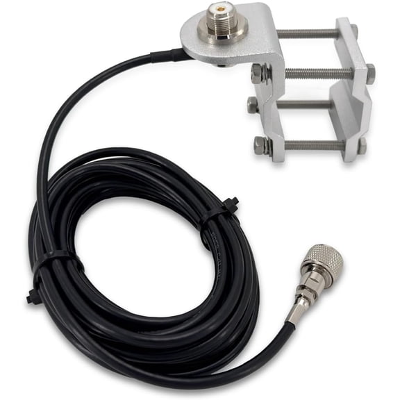 Truck CB Antenna Mount,Heavy-Duty Aluminum Roll Bar Antenna Bracket with 20ft RG58 PL259 to SO239 Coax Cable for Truck Radio Antenna Installation