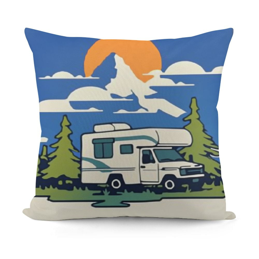 Truck Camper Cabover Slidein Camper RV Truck Throw Pillow
