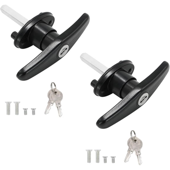 Truck Cap Locking T-Handle, Matching Set T-Handles Lock, Truck Cap Topper Camper Shell Locking T-Handle, Keyed Alike Black T-Handle Lock kit (Left&Right)-Complete Set
