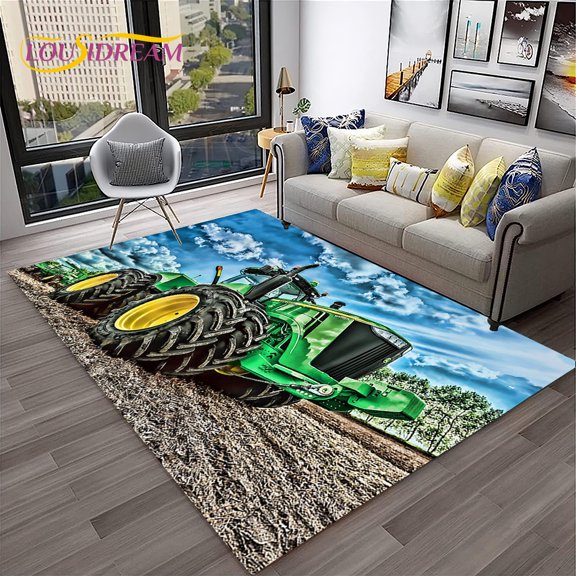 Truck Car 3D Series Retro Tractor Carpet Rug for Home Living Room Bedroom Sofa Doormat r Child Area Rug Non-slip Floor Mat