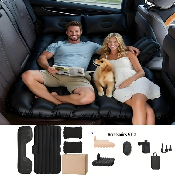Truck Car Camping Mattress, Rear Seat Thickened Travel Bed,Car Inflatable Mattress Rear Seat Travel Bed for MPV, SUV, Off-Road Vehicle & Truck Leak-Proof, Wear Resistant Composite Fabric Car Bed
