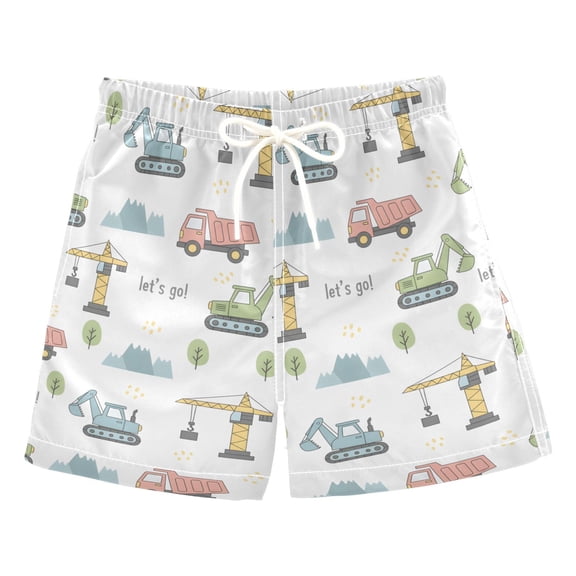 Truck Car Tree Swim Trunks Quick Dry Beach Pool Board Shorts Lightweight Stylish Print Sizes 2T to XL
