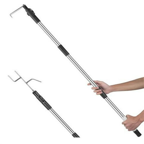 Truck Cargo Grabber, Telescoping Pickup Truck Bed Retriever Tool with Two Hooks, Non-Slip Rubber Handle, Lightweight and Durable for Easy Item Retrieval -59 inches