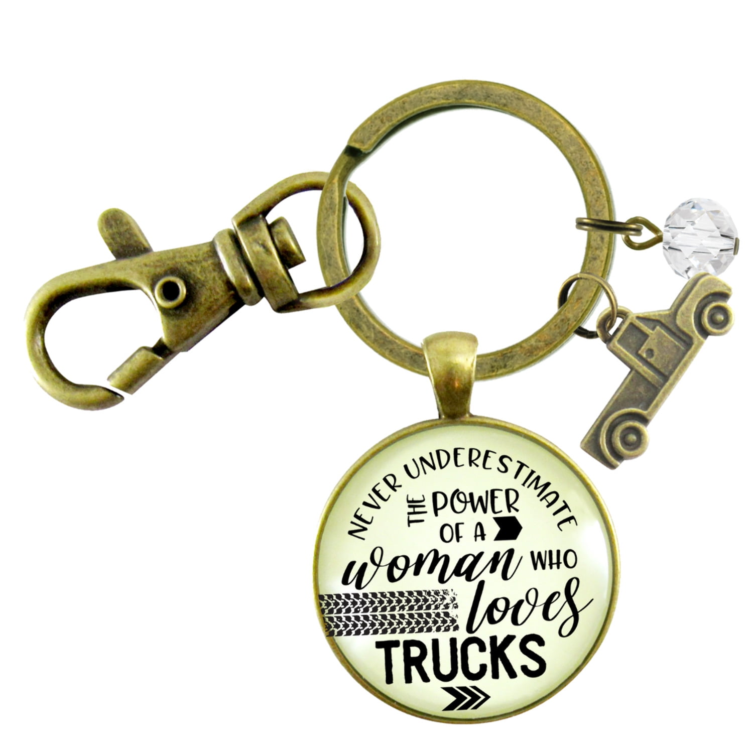 Truck Charm Gutsy Goodness Bronze Keychain Woman Loves Female Truck Jewelry