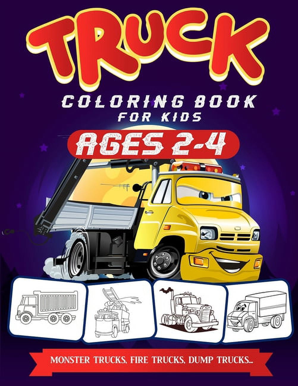 Space and Trucks Coloring Book for Kids ages 4-8: A Fun and