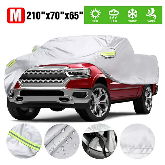 Truck Cover Waterproof All Weather for Indoor Outdoor Use, Universial Fit Pickup Truck Cover Windproof Sun UV Snow Rain Dust Resistant, Size Medium, 210"x70"x65"