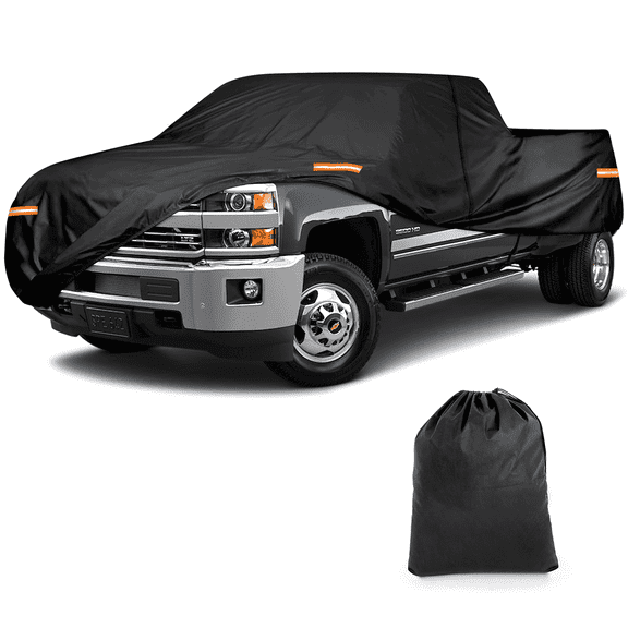 Truck Cover Waterproof All Weather , Universial 10 Layers Fit Pickup Truck Cover Windproof Sun UV Snow Rain Dust Resistant, Size Large, 210"x74"x68"，for Indoor Outdoor Use