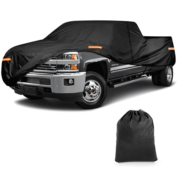 Truck Cover Waterproof All Weather , Universial 10 Layers Fit Pickup Truck Cover Windproof Sun UV Snow Rain Dust Resistant, Size Large, 210"x74"x68",for Indoor Outdoor Use