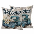 thumbnail image 1 of Truck Daisy Pillow Covers 2 Pack Welcome Spring Pillowcase Waterproof Outdoor Throw Pillow Cover for Patio Garden Square Cushion 26”x26”, 1 of 9