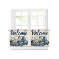 thumbnail image 1 of Truck Daisy Short Blackout Curtains 30Inch Long Welcome Spring Rustic Rod Pocket Kitchen Curtains, 2 Panels Thermal Insulated Room Darkening Drapes for Bedroom, 30"W x 30"L, 1 of 5