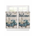 thumbnail image 1 of Truck Daisy Short Blackout Curtains 45 Inch Long Welcome Spring Gray Plaid Rustic Rod Pocket Kitchen Curtains, 2 Panels Thermal Insulated Room Darkening Drapes for Bedroom, 30"W x 45"L, 1 of 5